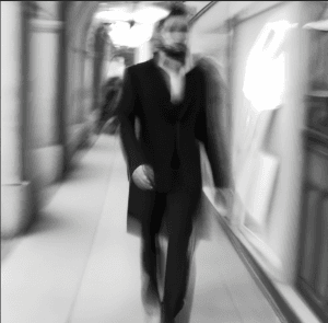 Walking through a subway.